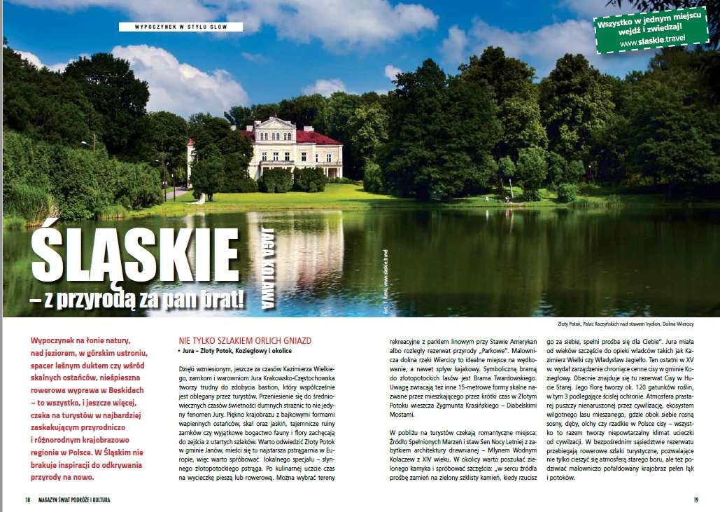 „Śląskie – z przyrodą za pan brat!” w magazynie Świat Podróże Kultura