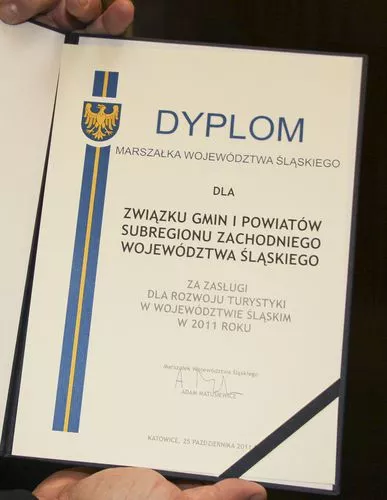 Dyplom Marszałka Województwa Śląskiego za Zasługi dla Rozwoju Turystyki w roku 2022